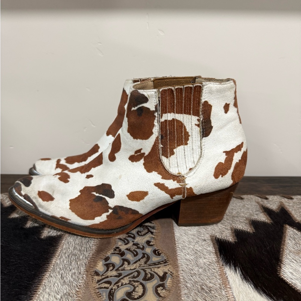 Stylish Cow Print Ankle Booties